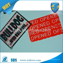 Tienda en línea china adhesivo adhesivo de seguridad abierto vacío impresión de etiquetas personalizadas